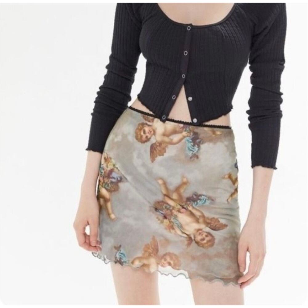 Urban Outfitters UO Cherub Renaissance Print Mesh Mini Skirt XS